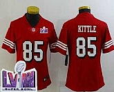 Women's San Francisco 49ers #85 George Kittle Limited Red Throwback LVIII Super Bowl Vapor Jersey,baseball caps,new era cap wholesale,wholesale hats